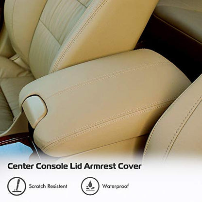 A ABIGAIL Center Console Armrest Cover Repacement Compatible with 2008 2009 2010 2011 2012 Honda Accord Auto Leather Suture Console Lid Cover Replacement (Beige) - color: Beige
