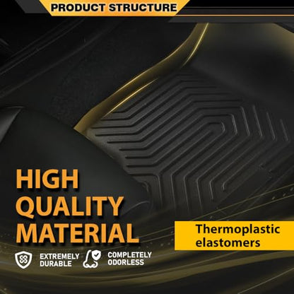 G-PLUS TPE Cargo Liners Black Compatible with Toyota Tacoma Double Cab 2005-2015 All Weather Full Cover Protection 1st & 2nd Row Floor Liner - size: Fit Toyota Tacoma 2005-2015 | Double Cab | 3PCS