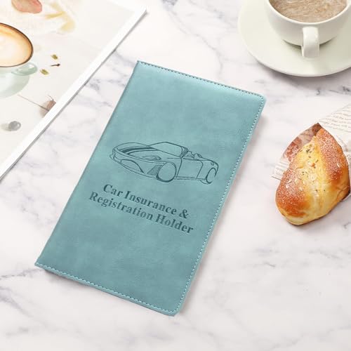 Leather Car Registration and Insurance Holder - Vehicle Glove Box Car Organizer,Auto Truck Comparment Accessories Case with Magnetic Closure for Driver License, Cards (Sky blue) - color: Sky blue