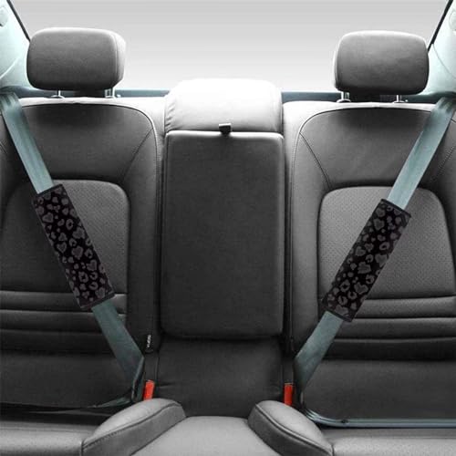 Dreaweet Black Leopard Print Seatbelt Covers for Women Soft Seat Belt Cover Pad Cheetah Print Car Accessories Set of 2 Seatbelt Cushion Shoulder Strap Pad for Bag Backpack - color: Black Leopard Print