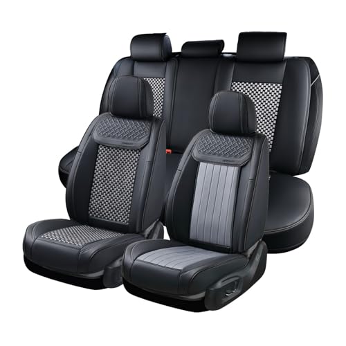 Coverado 2 in 1 Seat Covers for Car Full Set, Conversions Between Warm Suede and Cold Ice Silk for Car Seat Protector Car Accessories Universal Fit for Most Cars SUVs and Trucks（Black&Gray） - color: 2in1Black&Gray, size: FullSet