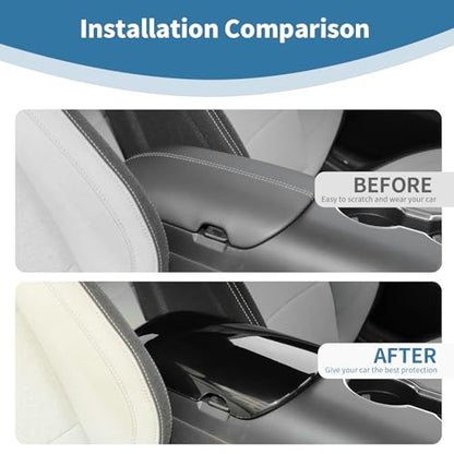 for Mustang Center Console Armrest Cover Trim Fit for Ford Mustang 2015+ Black Interior Accessories 1pc