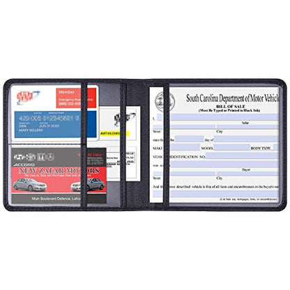 Wisdompro Small Car Registration and Insurance Documents Holder - Premium PU Leather Vehicle Glove Box Paperwork Wallet Case Organizer for ID, Driver's License, Key Contact Information Cards