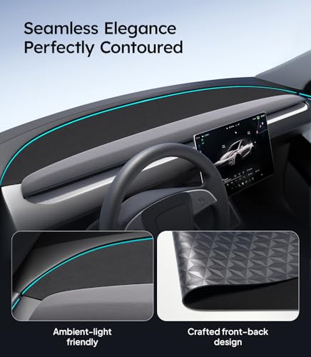 Wigoo 2026 New Model Y Juniper Accessories Dashboard Cover [Anti-Glare and Sun Protection] Suede Dash Mat for New Model Y Juniper(2025-2026), Model Y Juniper Accessories (Black)