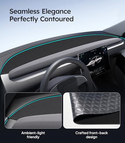 Wigoo 2026 New Model Y Juniper Accessories Dashboard Cover [Anti-Glare and Sun Protection] Suede Dash Mat for New Model Y Juniper(2025-2026), Model Y Juniper Accessories (Black)