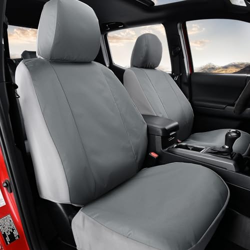 Coverado Seat Covers Custom Fit for Tacoma Double Cab/Crew Cab SR/SR5/TRD Sport/TRD Off-Road/Limited Seat Cushion Protectors 2016-2023 Oxford (Frontpair, Gray) - color: Oxford/Gray, size: 2016-2023/Front