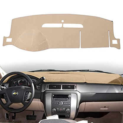 Dashboard Cover Dash Mat Compatible with 2007-2014 Chevy Chevrolet Tahoe Suburban,2007-13 Chevy Avalanche Silverado 1500 2500 3500 LTZ/GMC Sierra SLT Denali,2007-14 GMC Yukon XL (Beige) - color: Beige