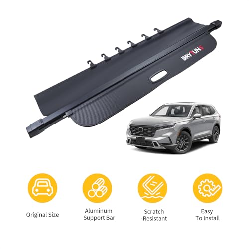 Cargo Cover for Honda CRV 2026 2025 2024 2023, Retractable Cargo Trunk Cover for Honda CRV 2023-2026, w/Extension and Hooks - style: Carbon Fiber Leather - Extension & Hooks