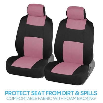 BDK PolyPro Car Seat Covers Full Set in Pink on Black, Front and Rear Split Bench Seat Covers for Cars, Easy to Install Car Seats Cover Set and Accessories for Auto Trucks Van SUV - Pink - color: Pink
