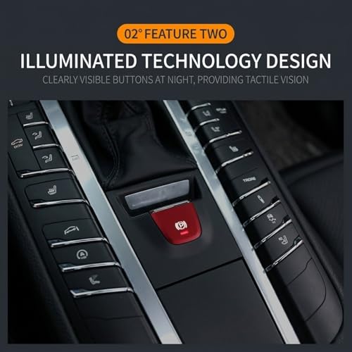 Red Parking Brake Button Cover for Porsche Macan 2014-2021, Premium Interior Electronic Handbrake P Switch Sticker, Auto Knob Modification Decorative Trim Accessories