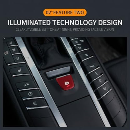 Red Parking Brake Button Cover for Porsche Macan 2014-2021, Premium Interior Electronic Handbrake P Switch Sticker, Auto Knob Modification Decorative Trim Accessories