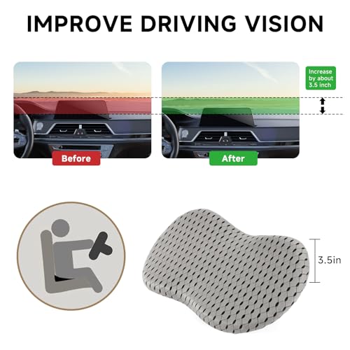 Car Seat Cushion - Memory Foam Seat Pad for Sciatica & Lower Back Pain Relief - Driving Cushion with Breathable Mesh Cover - Road Trip Essentials for Drivers (3D Gray)