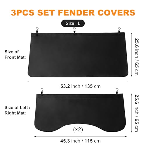 3Pcs Set Car Protective Fender Covers Automotive Magnetic Protective Mat for Repair PU Leather Fender Cover Work Mat, Scratching Prevention Mat Pad with Hooks (Size L) - size: L