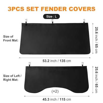 3Pcs Set Car Protective Fender Covers Automotive Magnetic Protective Mat for Repair PU Leather Fender Cover Work Mat, Scratching Prevention Mat Pad with Hooks (Size L) - size: L