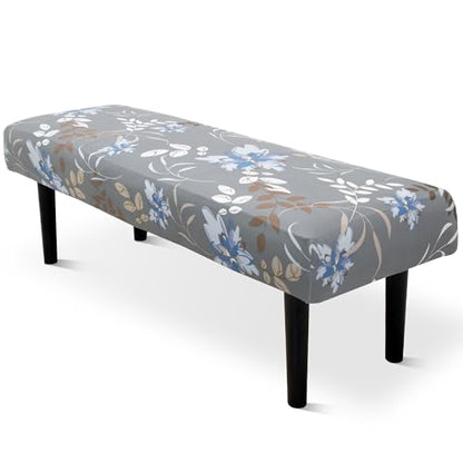 Stretch Bench Seat Cover, Reusable Slipcover for Dining Room & Bedroom, Removable Washable Rectangular Bench Covers, Elastic Fit for Home Furniture (Flowers) - color: Flowers