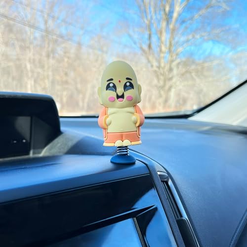 Laughing Buddha Dashboard Dancer – Cute and Joyful Bobblehead with Hilarious Giggle Expression – Good Luck Car Dashboard Toy – Soft Plastic with Adhesive Pad for Cars, Desks & More - style: Buddha Dancer