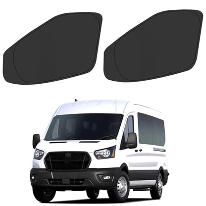 Front Side Window Sun Shade for 2015-2024 Fo-rd Transit Van High and Medium Roof Accessories, Foldable Window Sunshade Sun Visor Protector, Side Shades Sun Shield Blocks UV Ray Heat, Pack of 2 - size: Silver & Black-Fit 2015-2024 Ford Transit