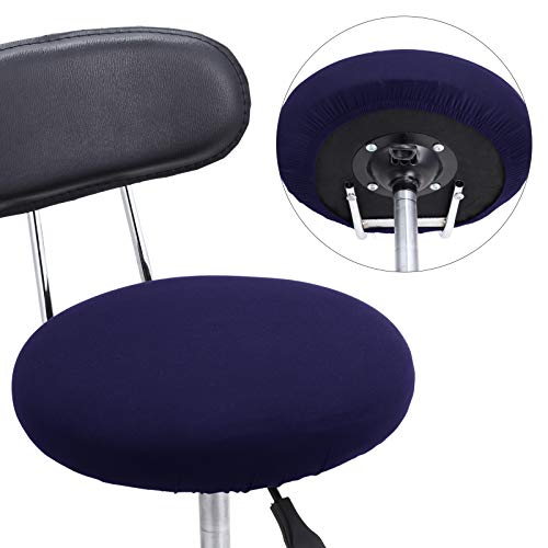 Tatuo Round Bar Stool Seat Covers Washable Stool Cushion Slipcover Elastic Bar Chair Covers for 14-17 Inch Chair (Navy Blue, 4 Pieces) - color: Navy Blue