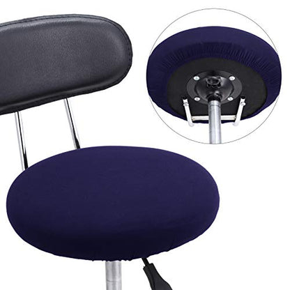Tatuo Round Bar Stool Seat Covers Washable Stool Cushion Slipcover Elastic Bar Chair Covers for 14-17 Inch Chair (Navy Blue, 4 Pieces) - color: Navy Blue