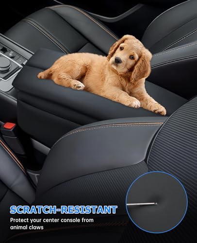 INTGET Center Console Cover for Mazda CX5 Accessories 2026/CX50 CX-50 2023 2024 2025 2026 Car Interior Leather Armrest Arm Rest Lid Cushion Pad Protector (2023+, Black Stitches) - size: Black Stitches