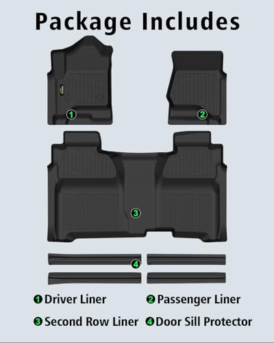 Floor Mats for 2014-2018 Chevy Silverado/GMC Sierra 1500 Crew Cab & 2015-2019 Silverado/Sierra 2500 HD/3500 HD Crew Cab,All Weather TPE Floor Liners Custom Fit for Chevy Silverado Full Set Car Mats - size: for 2014-2018 Chevy Silverado Floor Mats