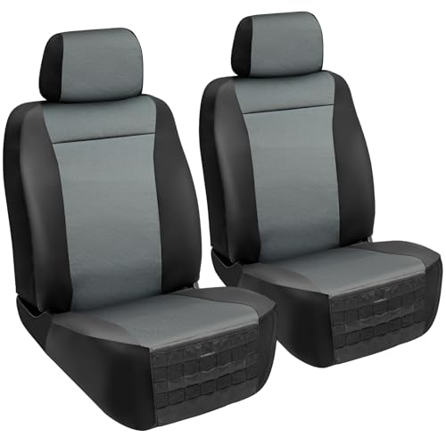 LPI Truck Maverick Heavy Duty Seat Covers for Front Seats; Fits Full-Size SUV or Truck; Includes Front and Rear Storage Pockets, Built-in Molle Style Organizer; Semi-Custom Fit; 2pcs - color: Truck Front Cover Grey
