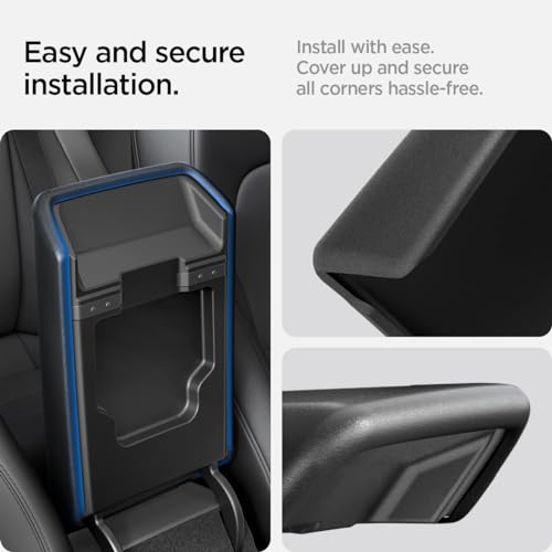 Spigen Center Console Armrest Cover for Tesla Model Y Juniper (Standard, Premium & Performance 2026/2025) and Model 3 Highland (Standard, Premium & Performance 2026/25/24) - Black - color: Black
