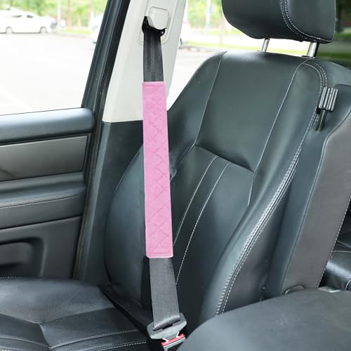 Amooca Soft Automotive Seat Belt Cover Seatbelt Shoulder Pad Neck Protector Cushions Universal Fit SUV Trucks Backpack Pink Extra Long 15.7in - color: Pink, size: 15.7in-1pc