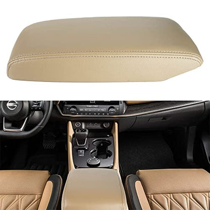 LCWRGS Leather Center Console Lid Armrest Cover Replacement for Toyota Highlander 2008 2009 2010 2011 2012 2013 2014 Beige