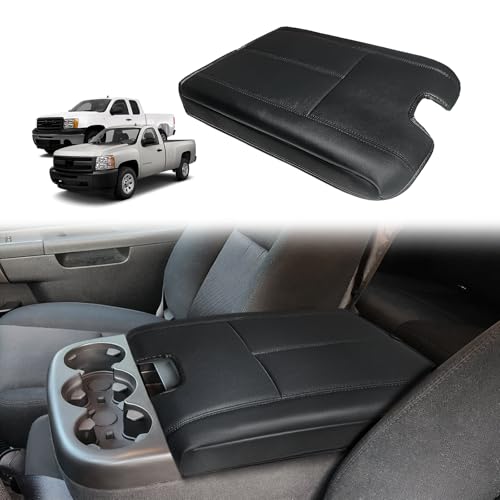 Center Console Armrest Cover Fit for Chevy Silverado/Tahoe & GMC Sierra/Yukon 2007-2013 Accessories, Comfort Armrest Pad Console Lid Cushion Vegan Leather Regular Thick(Jump Seat ONLY) - size: 1) 07-13 |Slv&Tahoe&Sra&Yukon| Jump Seat, Regular