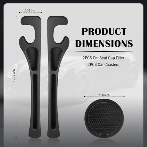 2-in-1 Car Seat Gap Filler Organizer & Car Coasters for Cup Holders Set,New Cars Seat Gap Plug with Storage Slot,Universal in Between Cars Seats Catcher Fit for Trucks SUVs