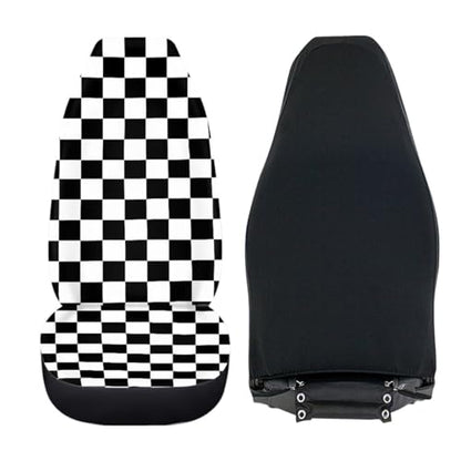 Pehede Car Seat Cover Black and White Chess Pattern Front for Cars, Easy to Install Cover Set, Accessories Auto Trucks Van SUV,2 Packs - color: Multi02