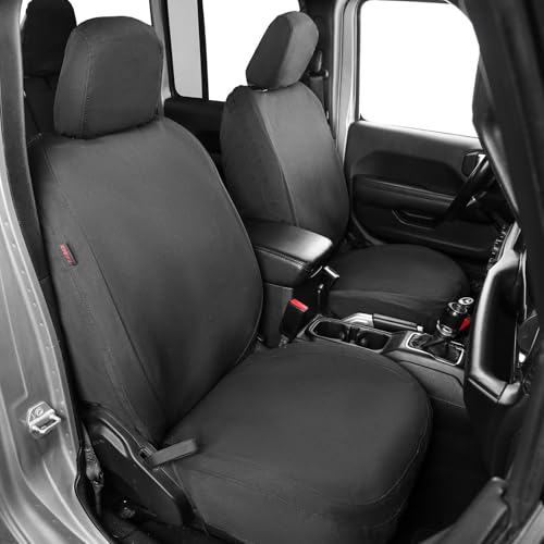 Custom Fit Seat Covers Select for Jeep Wrangler 4Door 2018-2026 Rear Split Seat Without Armrest, Waterproof Canvas Seat Protectors Full Set for Pickup Trucks(Black) - color: Black, size: 2018-2026 Wrangler, 4DR, Without Rear Cup Holder