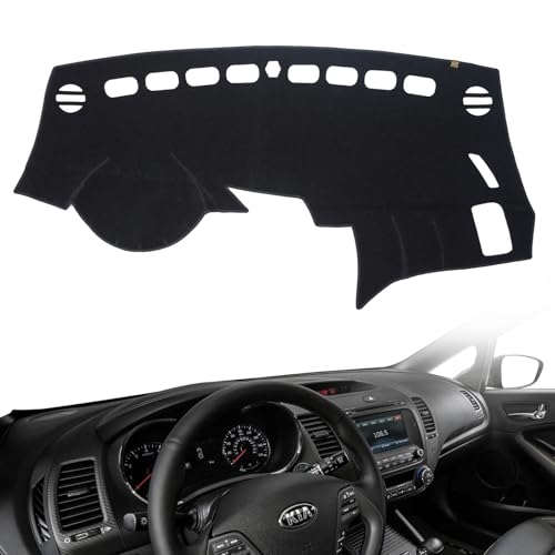 AUQDD Dashboard Cover Mat Fit for 2014 2015 2016 2017 2018 KI-A Forte, Black Flannel Dash Mat, Anti-Glare, Anti-Reflection, No Peculiar Smell - Fits Vehicle with YD Body Code Models - color: Black, size: Fit For 14-18 KI-A Forte