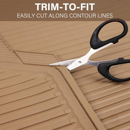 CAR PASS Tan Rubber Car Floor Mats & Cargo Liners, All Weather Car Mats & Trunk Mats,Waterproof Automotive Floor Mats Trim to Fit for Most Cars Sedans SUVs Vans, Durable Heavy Duty Anti-Slip,Beige - color: Beige with cargo liner