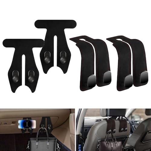 Car Hook for Headrest Co-Pilot Glovebox 4 Pcs Universal Vehicle Bag Umbrella Handbag Coat Hooks(Black) - color: Black, size: Seat Hook+Co-Pilot Hook