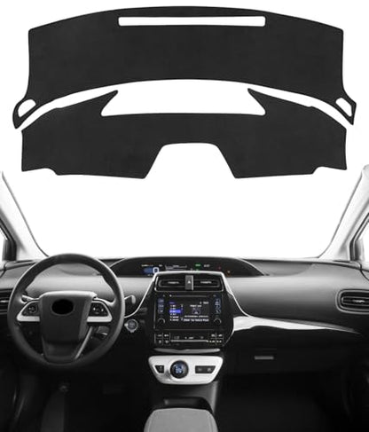 BIBLOZ Dash Cover Mat Fits for Toyota Prius 2016-2022 Accessories Black Flannel Interior Trim Car Dashboard UV Sun Protection - size: 2016-2022 Prius