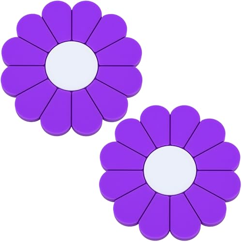 2-Pack Car Cup Holder Coaster Inserts, Daisy Shape, 2.75 Inch Non-Slip Silicone Cup Holder Insert, Universal Non-Slip Cup Holders, Car Accessories Interior for Women and Man (Purple) - color: Purple, size: 2 pcs