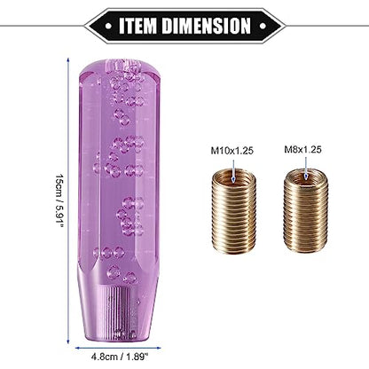 Gear Shift Knob Stick, 15cm Faux Crystal Transparent Bubble Gear Shifter Universal for Manual Transmission Vehicle Durable Acrylic Purple with Adapter