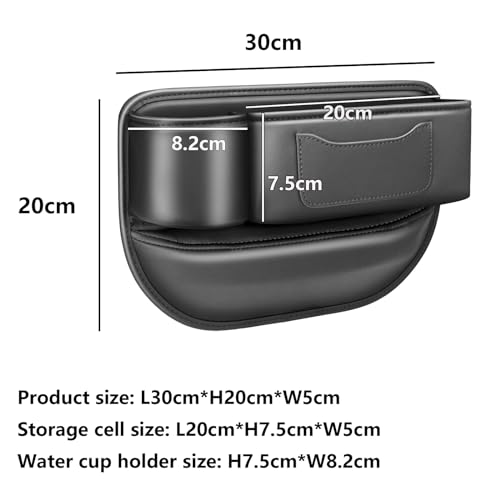 Car Seat Gap Filler & Organizer，2 Pack Black Car Leather Cup Holder Gap Bag,Men Car Interior Accessories，Seat Gap Storage Box for Storage Sunglasses、Phone、Key