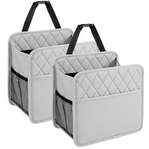 LXUNYI Car Seat Organizer, Updated Large Leather Backseat Car Organizer with Cup Holders Multifunctional Over the Car Seat Storage Organizer Bag Hanging Car Seat Back Organizers for Kids (Gray 2Pack) - color: Gray 2Pack Large