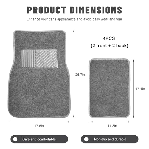 Sun Walker 4 PCS Car Floor Mats, Waterproof Anti-Slip Front & Rear Car Carpets with Driver Heel Pad, All Weather Floor Protective Pads Universal for SUVs Trucks Sedans Vans (Gray) - color: Gray