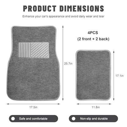 Sun Walker 4 PCS Car Floor Mats, Waterproof Anti-Slip Front & Rear Car Carpets with Driver Heel Pad, All Weather Floor Protective Pads Universal for SUVs Trucks Sedans Vans (Gray) - color: Gray