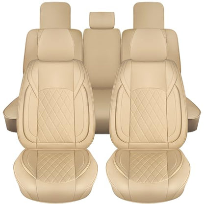 F150 Seat Covers Full Set, Faux Leather Truck Seat Covers Diamond Quilted Custom Fit for 2009-2026 F-150 SuperCrew & 2017-2026 F250 F350 F450 Crew Cab XL XLT Lariat King Ranch (Beige) - color: Beige, size: Front & Rear