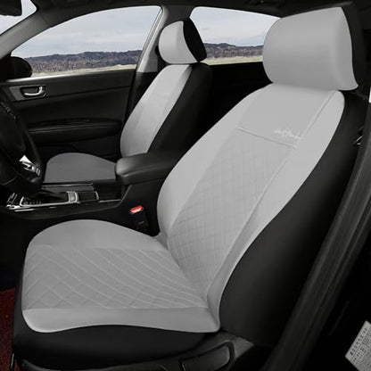 GIANT PANDA Front Car Seat Covers, Bucket Seat Covers,Faux Leather Low Back Auto Seat Covers for Cars, Trucks, Jeep, Van, SUV, Pickup, Airbag Compatible (Gray) - color: Gray(Separate headrest)