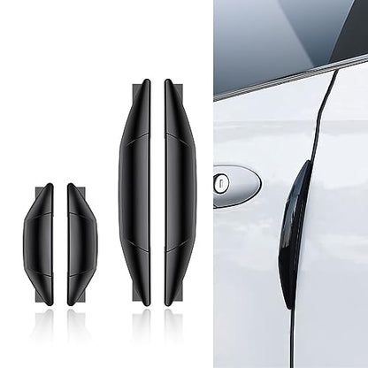 4 PCS Car Door Anti-Collision Strip, Rearview Anti-Impact Sticker, Door Protection Decorative Covers, Universal Car Side Door Edge Protector (Black)