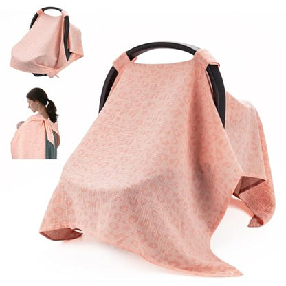 SERAPHY 2-in-1 Muslin Baby Car Seat Cover & Nursing Cover, Soft Lightweight Breastfeeding Cover for Boys and Girls,Breathable Canopy for Infant Carseat & Stroller for Summer—Love - color: love