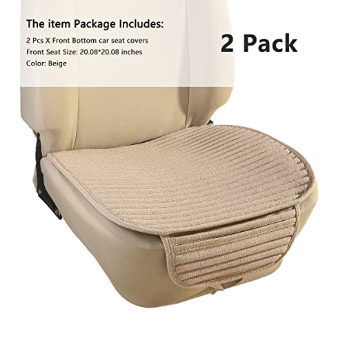 Car Seat Covers,2Pack Bottom Car Seat Pads Cushions for Automobiles,Buckwheat Hulls Universal Leather Car Seat Protector Ventilated Driver seat Cover(2PC Beige Front Seat) - color: Beige/Beige