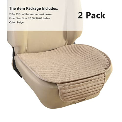 Car Seat Covers,2Pack Bottom Car Seat Pads Cushions for Automobiles,Buckwheat Hulls Universal Leather Car Seat Protector Ventilated Driver seat Cover(2PC Beige Front Seat) - color: Beige/Beige