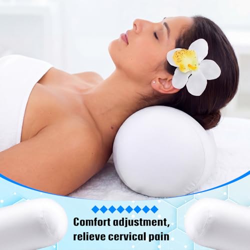 Geelin 2 Pcs Micro Bead Roll Pillow 11.8 x 6.3 Inch Pillow Bolster Soft Cylindrical Pillows for Sleeping Home Travel Neck Head Back Support Rest (White) - color: White